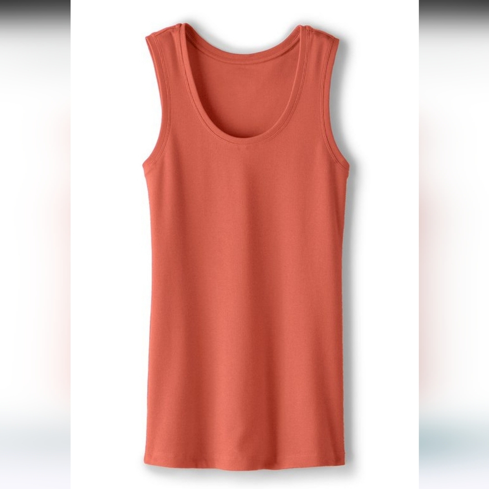 Women’s Soft Surroundings Orange Basic round neck tank top size medium - Picture 2 of 4